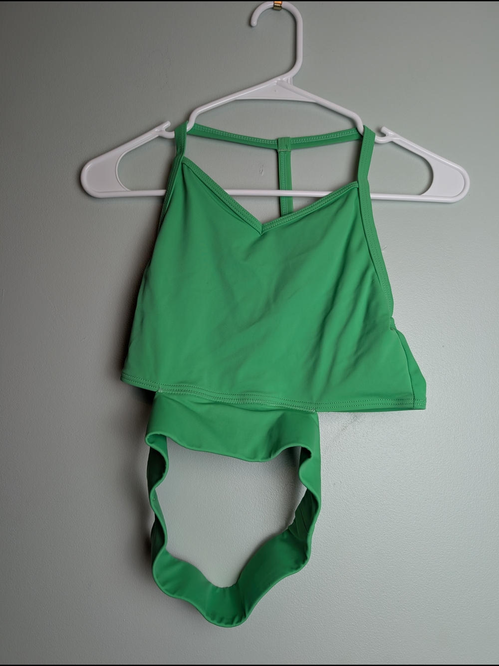balera Green High-Neck Dance Tank with T-Back Straps